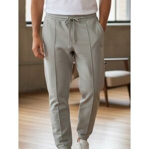Emporio Armani Mens Gray Cotton Joggers Zip Pocket Sweatpants Logo, Sz Small